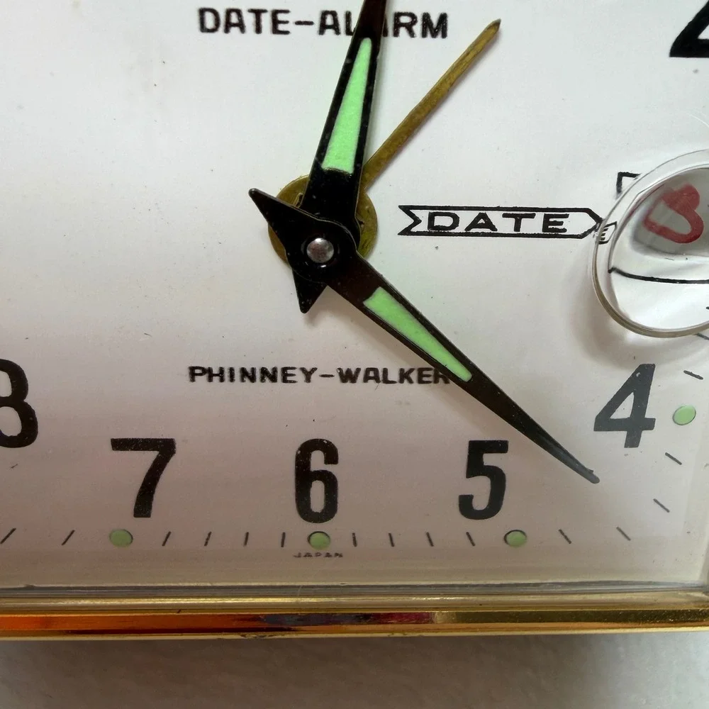 VTG Phinney-Walker Travel Alarm Clock Manual Wind‎ Black Folding Case Japan MCM